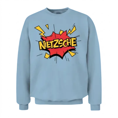 Nietzsche Comic Cartoon Boom Pop Art Unisex Sweatshirt - Light Blue
