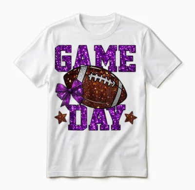 Game Day Touchdown Football Mom Girls Go Cheer Purple Unisex T-Shirt - White