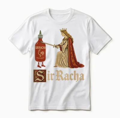 Sir Racha Sriracha Funny Gen Z Brain Red Meme Raunchy Humour Unisex T-Shirt - White