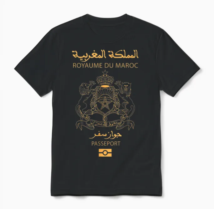 Passeport Marocain Fierté Marocaine Royaume Du Maroc Cadeau Unisex T-Shirt in Black