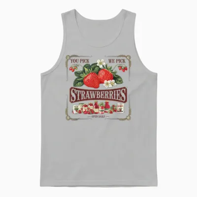 Erdbeeren Tshirt Farm Fresh Vintage Erdbeerbauern Unisex Tank Top - Ash