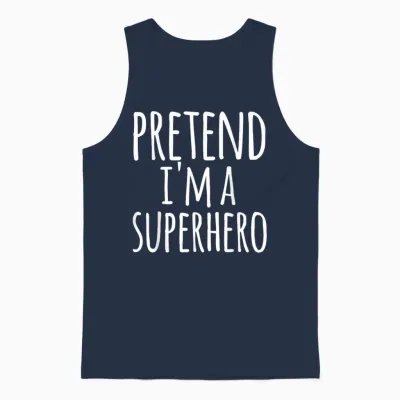 Funny Easy Lazy Halloween Pretend I'm a Superhero Costume Unisex Tank Top - Navy