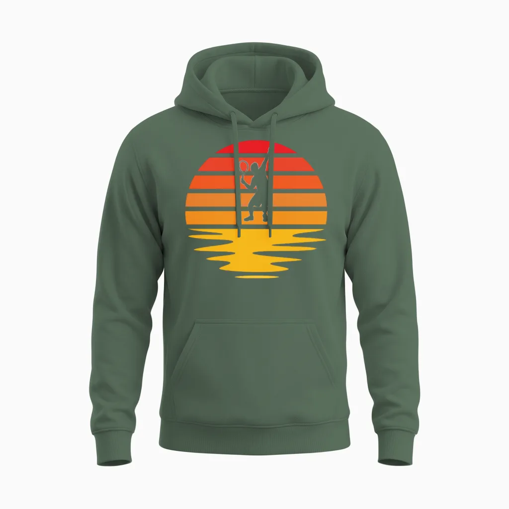 Tennis Retro Unisex Hoodie in Military Green