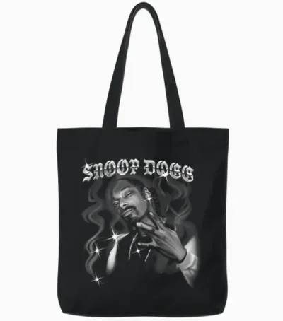 Official Photo Snoop Dogg Airbrush Tote Bags - Black
