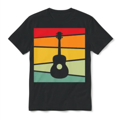 Guitar Retro Unisex T-Shirt - Black