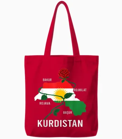 Kurdistan-Flagge Nowruz, Bakur Rojava Bashur, I Love Kurdistan Tote Bags - Red