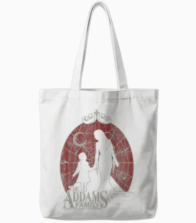The Addams Family Morticia & Wednesday Spider Silhouettes Tote Bags - White