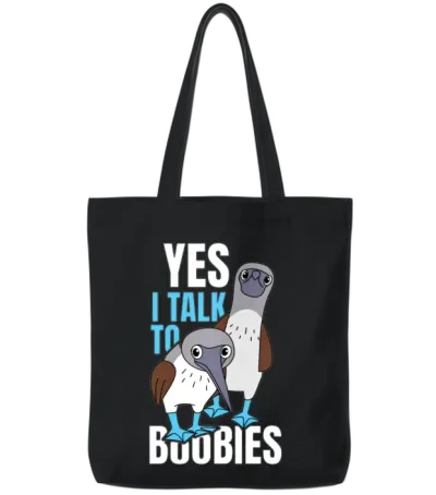 Talk to Boobies Booby Bird Tote Bags - Black