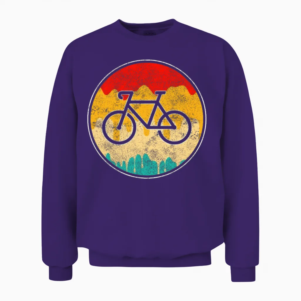 Cycling Retro Unisex Sweatshirt in Purple