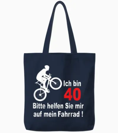 40. Geburtstag Mann Geschenk Lustig Fahrrad Tote Bags - Navy