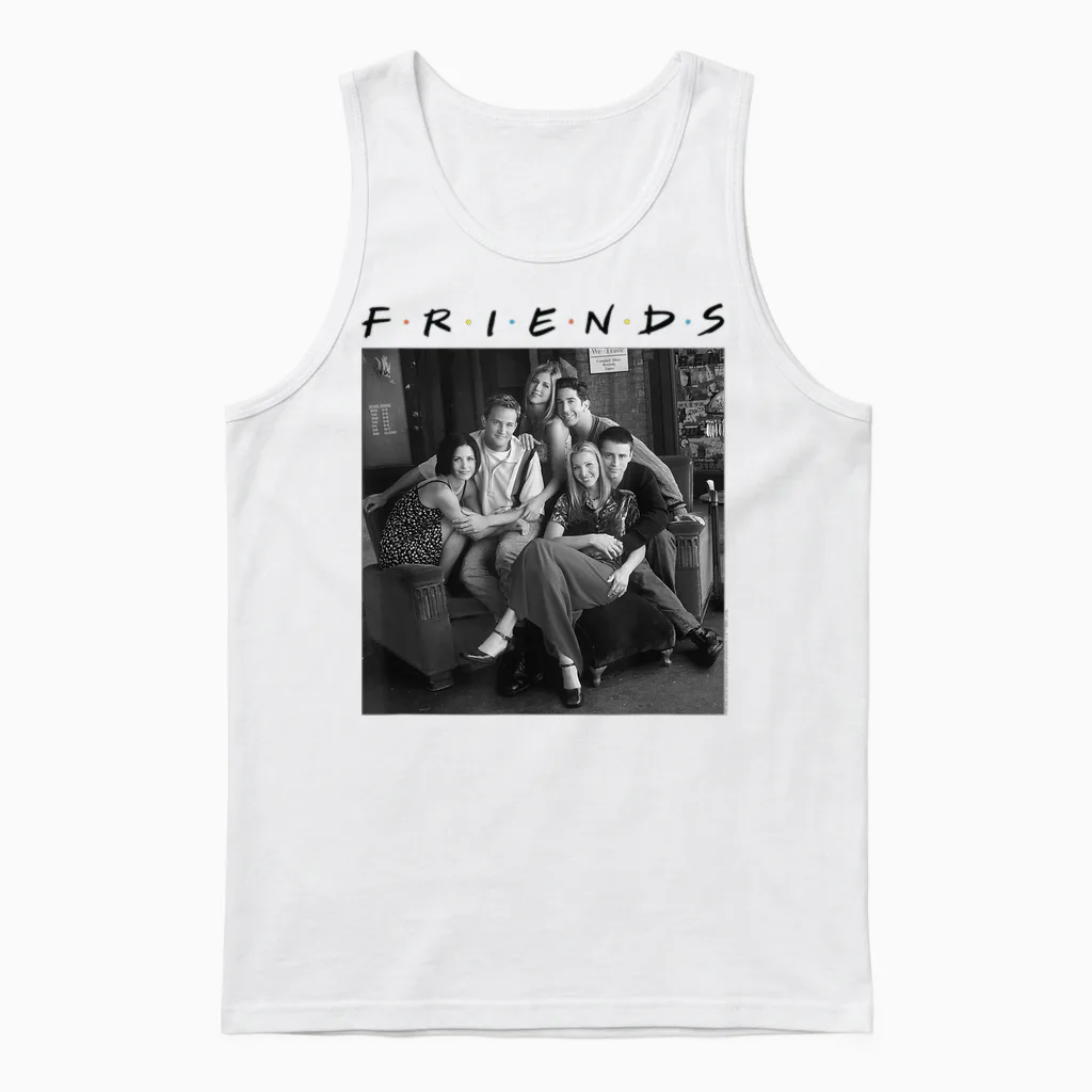 Friends Group Photo 6 Bw T-Shirt, White, S Unisex Tank Top in White