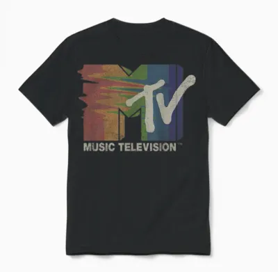 Mademark X Mtv - Retro Mtv Rainbow Tv Glitch Television Screen Color Test Mtv Unisex T-Shirt - Black