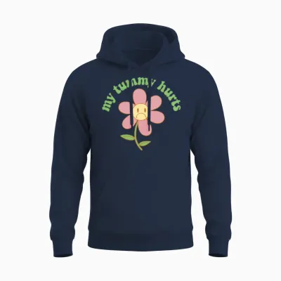 My Tummy Hurts Stomachache Funny Kids Tummy Ache Unisex Hoodie - Navy