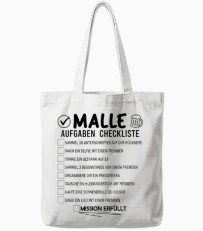 Malle Checkliste Aufgaben Partyurlaub Malle Gruppen Tote Bags - White