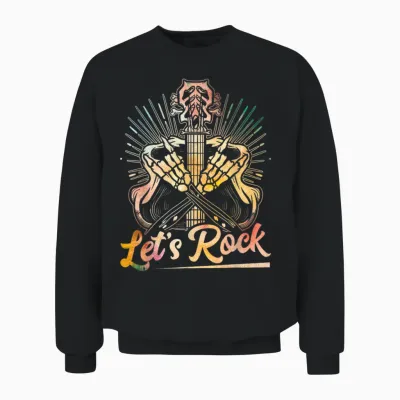 Let's Rock Guitar T-Shirt, Black Unisex Sweatshirt - Black