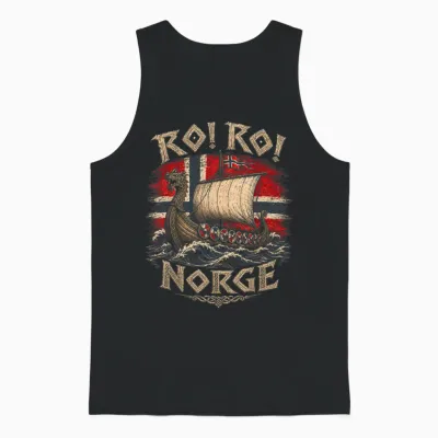 Ro! Ro! Norge Wikinger Langschiff Norwegen Flagge Skandinavisch Unisex Tank Top - Black