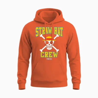 One Piece Anime Straw Hat Crew Athletic Type Jolly Rogers Unisex Hoodie - Orange