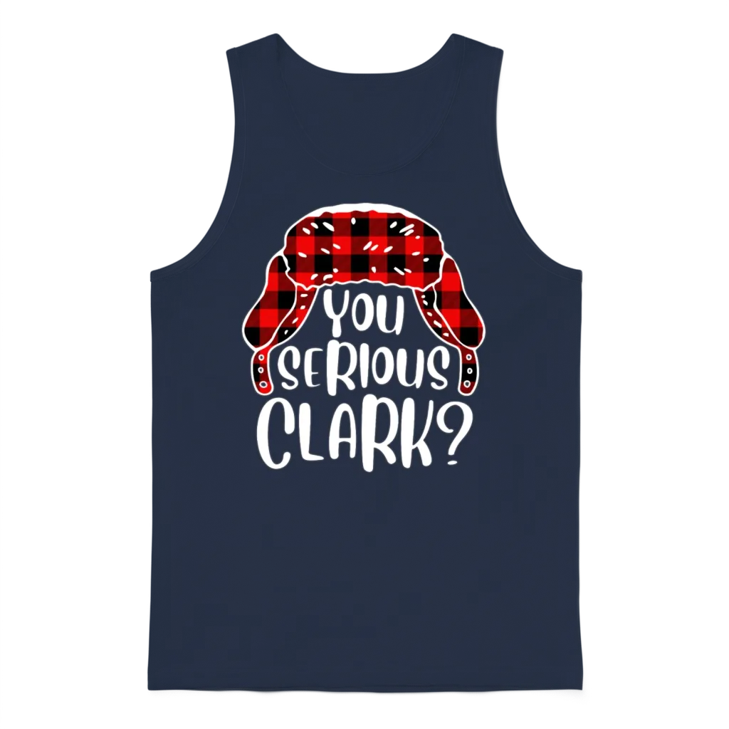 You Serious Clark Christmas Vacation Plaid Red Unisex Tank Top - Navy