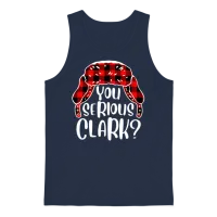 You Serious Clark Christmas Vacation Plaid Red Unisex Tank Top - Navy – 1