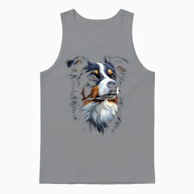 Dog Border Collie T-Shirt, Black, S Unisex Tank Top - Sport Grey