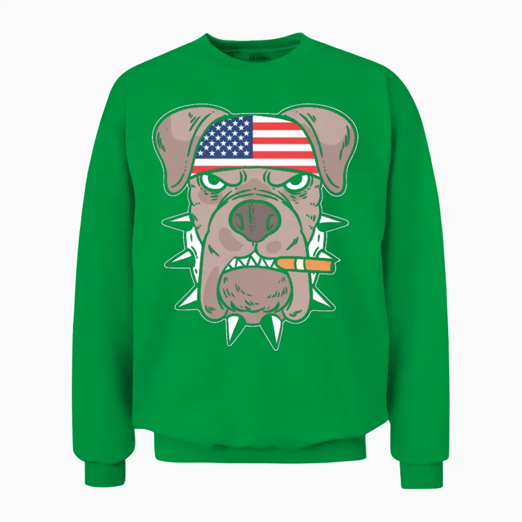 Dog Smoking Dog Walkers Gift Unisex Sweatshirt in Irish Green