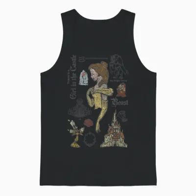 Disney Die Schöne Und Das Biest Charaktere Skizziertes Unisex Tank Top - Black