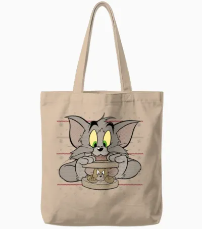 Tom and Jerry X-Mas Sandwich Tote Bags - Natural
