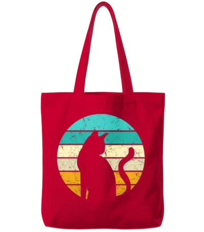 Cat Retro Style Tote Bags - Red