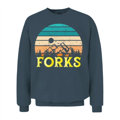 Forks Souvenir Mountains Forks Hike Hiking Trip Unisex Sweatshirt - Dark Heather