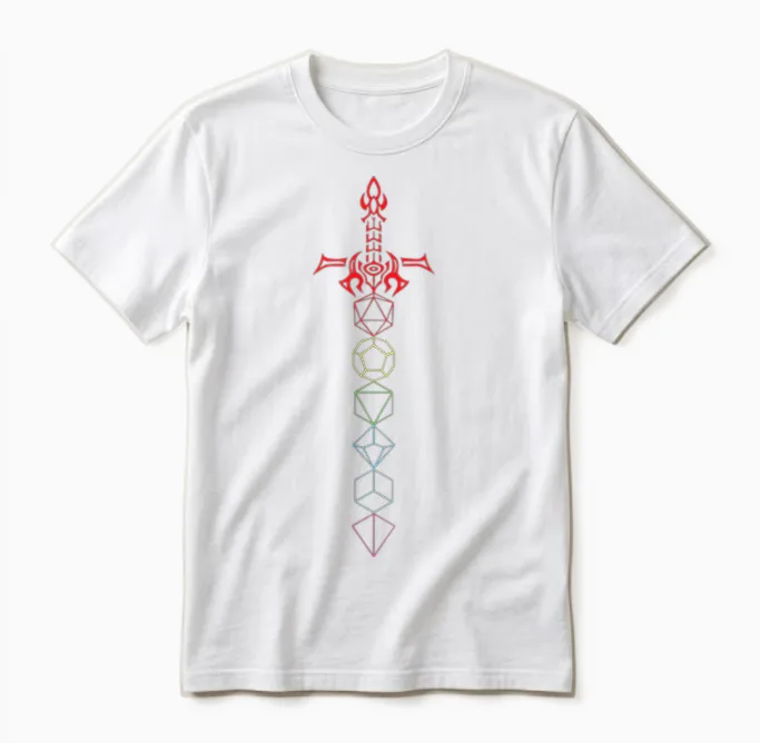 Dice Set Sword - Rpg Tabletop Games D20 Tabletop Unisex T-Shirt in White