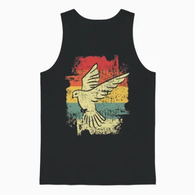 Pigeon Retro Unisex Tank Top - Black