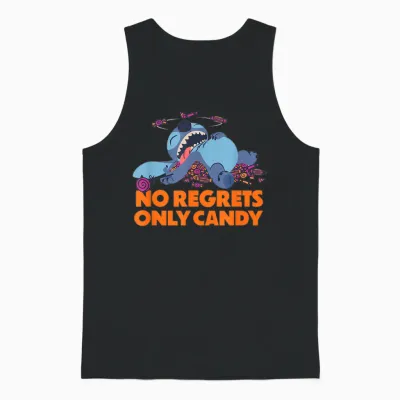 Amazon Essentials Stitch Halloween No Regrets Only Candy Unisex Tank Top - Black