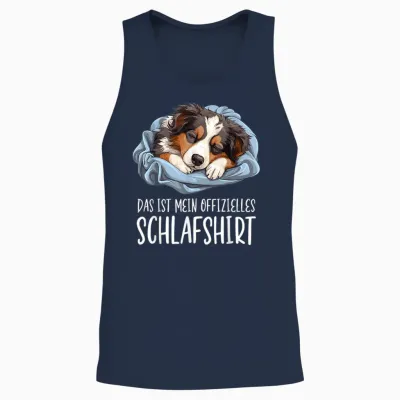 Cute Dog Official Sleep Shirt Australian Shepherd T-Shirt, Black Unisex Tank Top - Navy