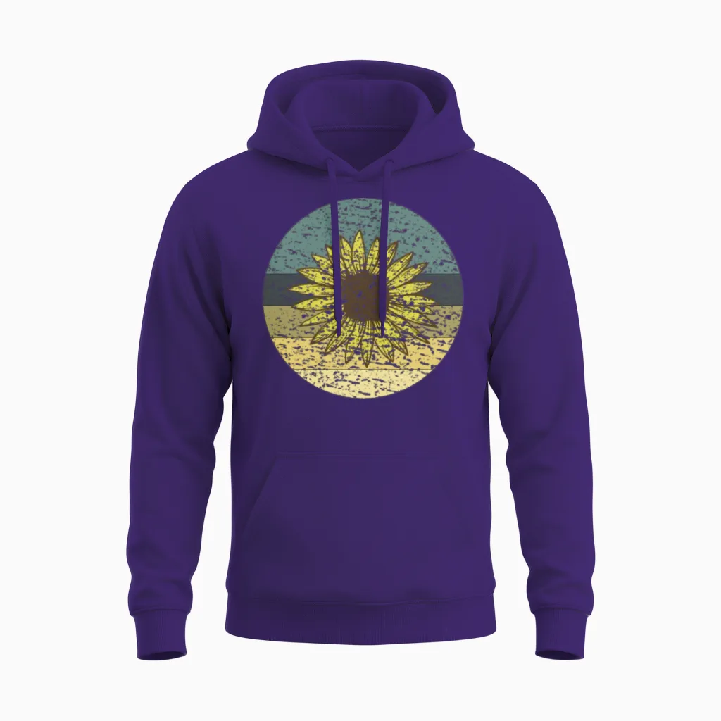 Retro Sunflower Unisex Hoodie in Purple