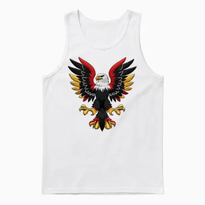 German Eagle with Black Red Yellow Wing Art Design Unisex Tank Top - White