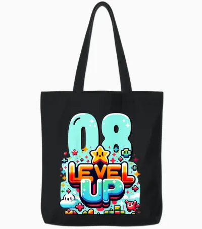 Level Up 8 Jahre Kinder Gaming 8. Geburtstag Jungs Tote Bags - Black
