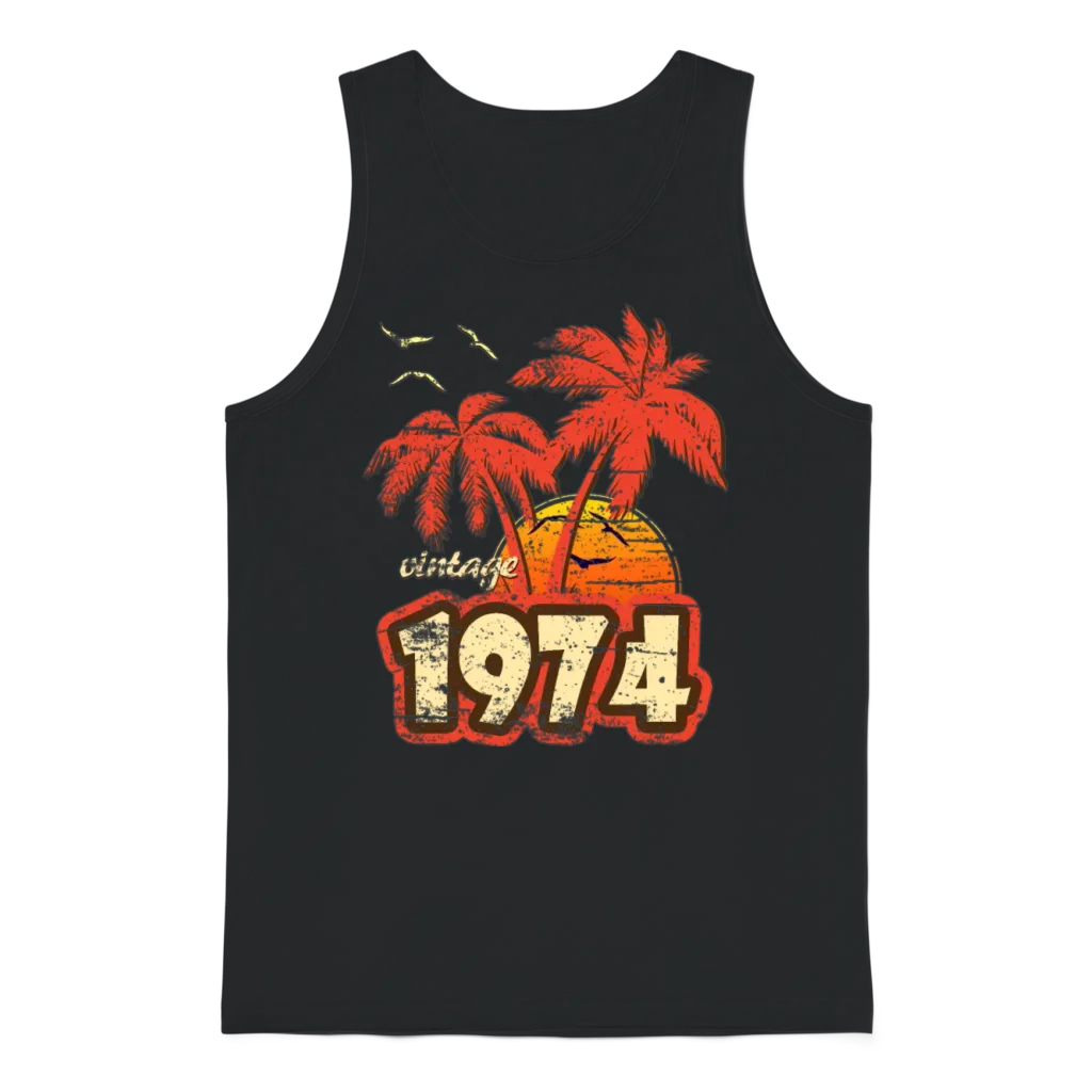 1974 Vintage Sunset โ Summer & Beach Gift Unisex Tank Top - Black
