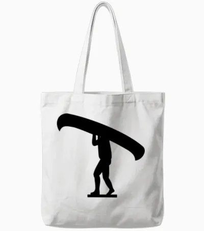 Man Carrying Canoe Tote Bags - White