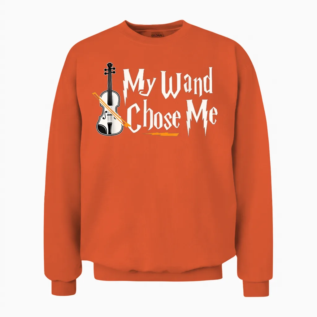 My Wand Chose Me Violin Player Violinist Music T-Shirt Small Unisex Sweatshirt in Orange