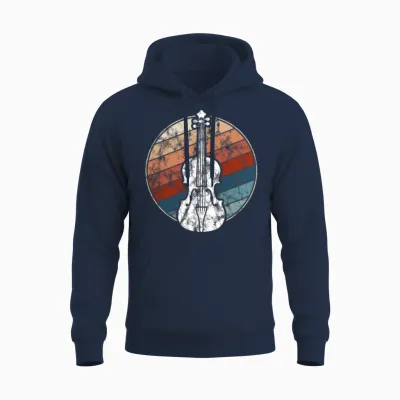 Violin in Retro Style Unisex Hoodie - Navy