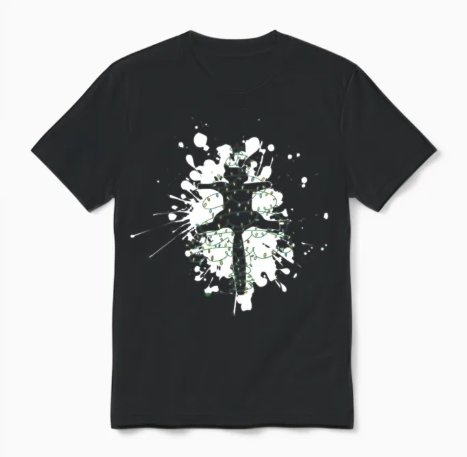 Funny Pussy-Cat Run Over by Christmas Tree Unisex T-Shirt in Black