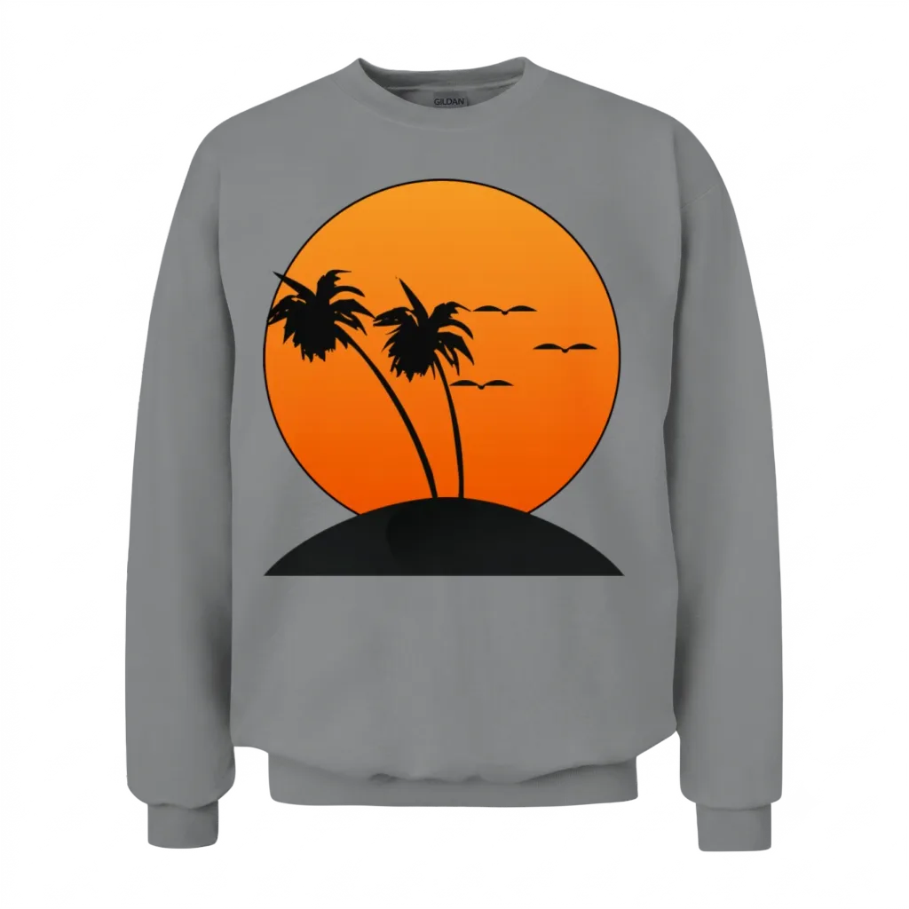 Sunset with Palm Trees Retro Unisex Sweatshirt - Sport Grey