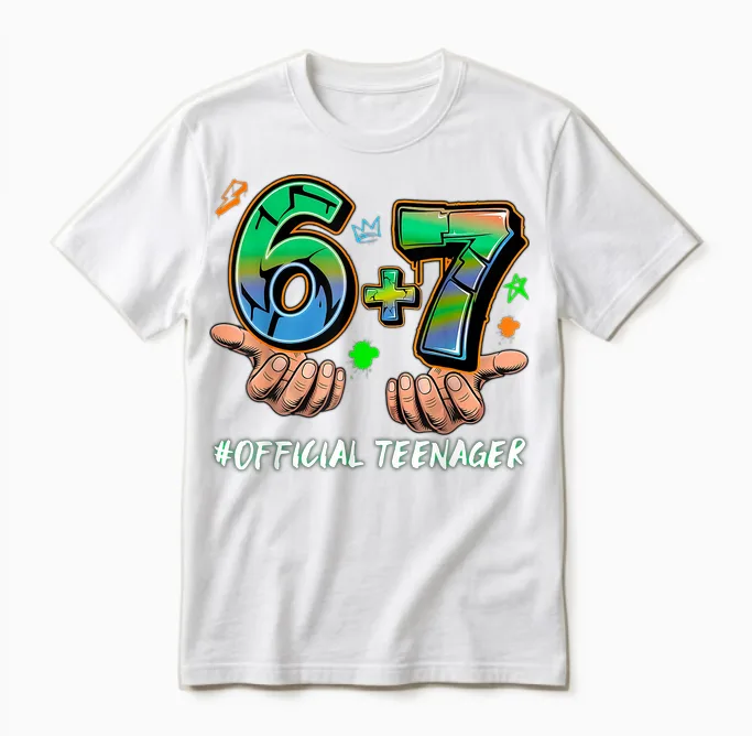 6+7 Offizielle Teenager 13. Geburtstag Sechs Sieben 6 7 Meme Hände Unisex T-Shirt in White