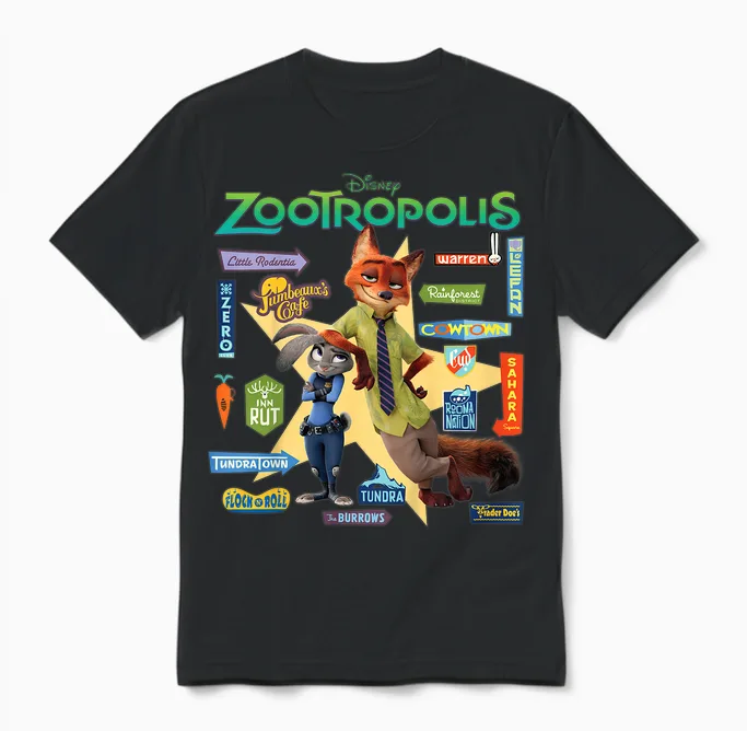 Zootopia Signs Unisex T-Shirt in Black