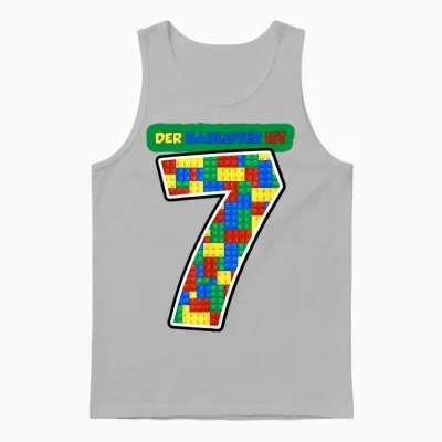 Junge 7. Geburtstag Bausteine 7 Jahre Kind Klemmbausteine Unisex Tank Top - Ash