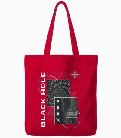 Black Hole Sun Tote Bags - Red