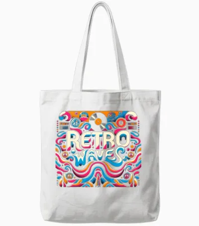 Retro Waves Aesthetic Tote Bags - White