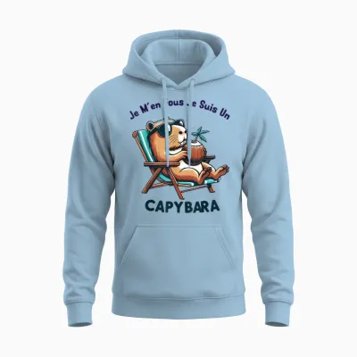Je M'en Fous Je Suis Un Capybara - Fashion Capybara Activated T-Shirt, White, S Unisex Hoodie - Light Blue