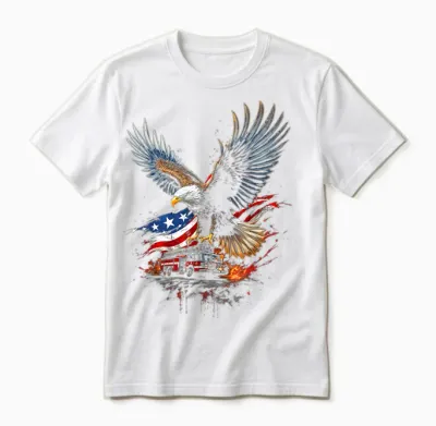 Camion De Pompier Aigle Patriotique Unisex T-Shirt - White