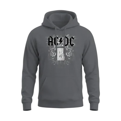 Ac/dc Logo with Socket Plug Me in Videoalbum Unisex Hoodie - Charcoal